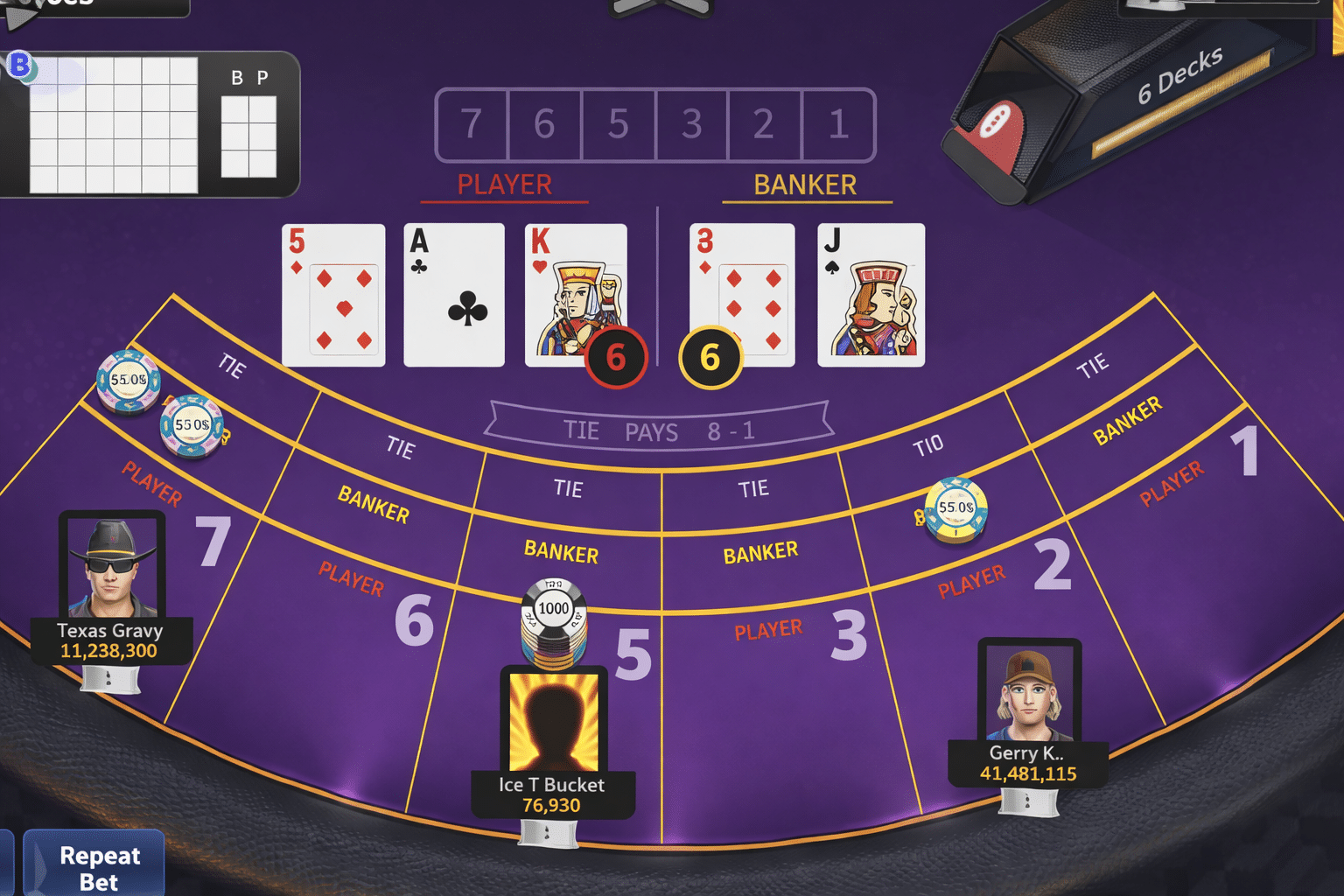 Online Baccarat game interface
